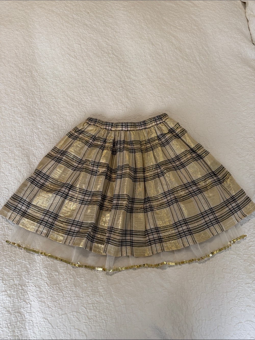 Crewcuts adorable Gold plaid skirt size 4-5